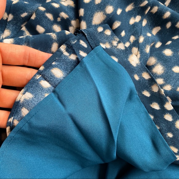🌌 ANN TAYLOR TEAL TAN DOTTED MAXI DRESS! - Picture 8 of 9